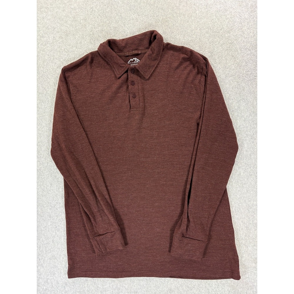Merino Tech 100% Superfine Merino Wool L/S Polo Shirt (Men's XL) Maroon